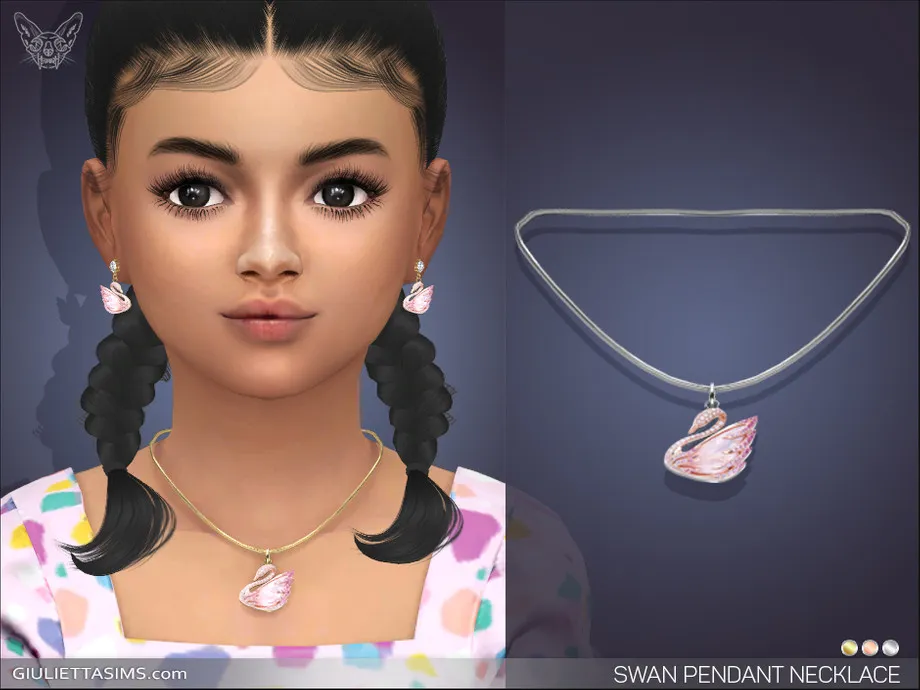 Swan Pendant Necklace For Kids