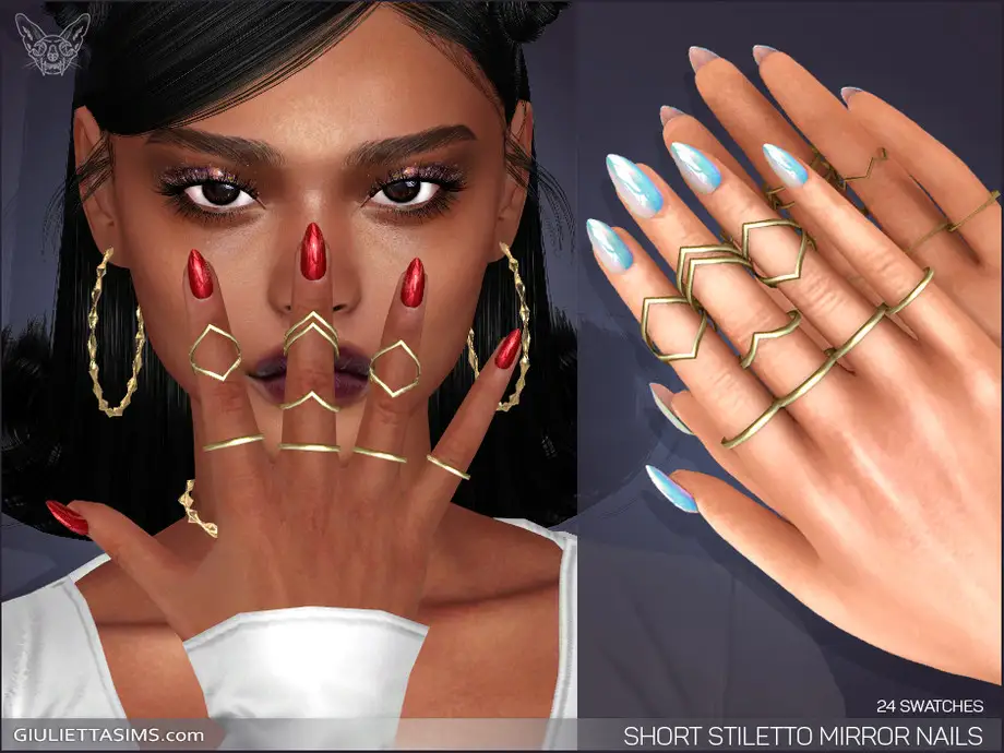 Short Stiletto Mirror Nails