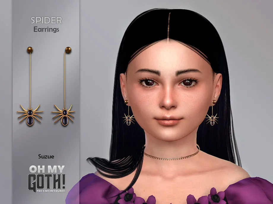 Oh My Goth! Spider Earrings Child