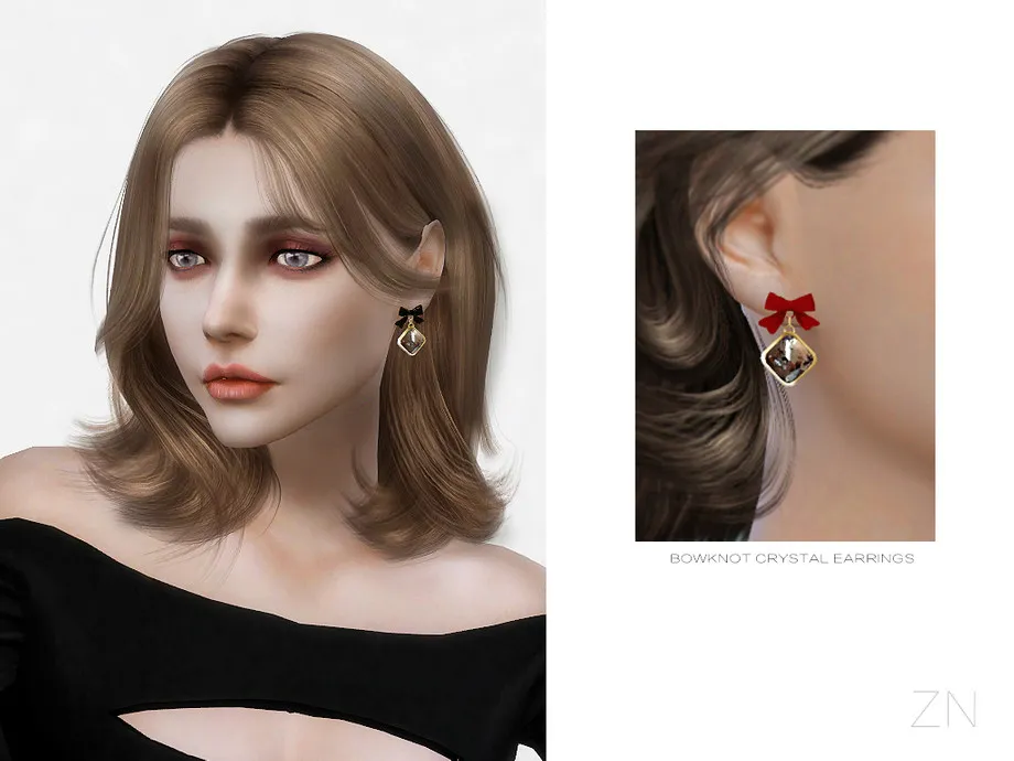 ZN-BOWKNOT CRYSTAL EARRINGS