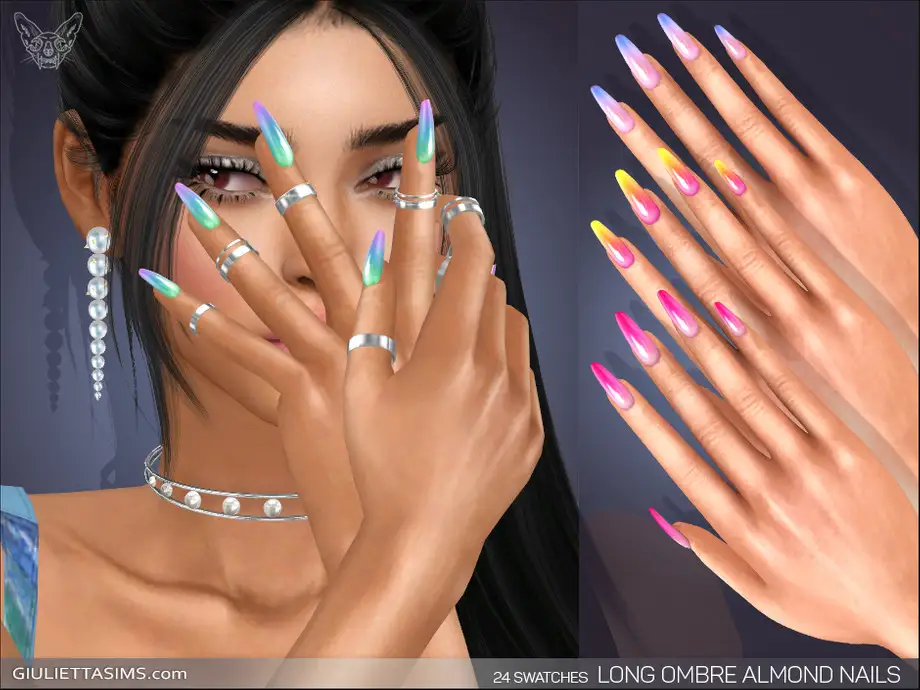 Long Ombre Almond Nails