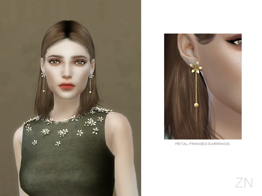 ZN-PETAL FRINGED EARRINGS