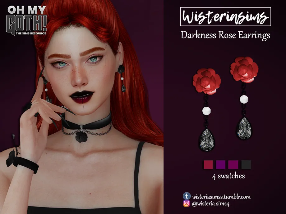 Oh My Goth! - Darkness Rose Earrings