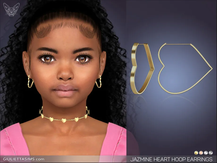 Jazmine Heart Hoop Earrings For Kids