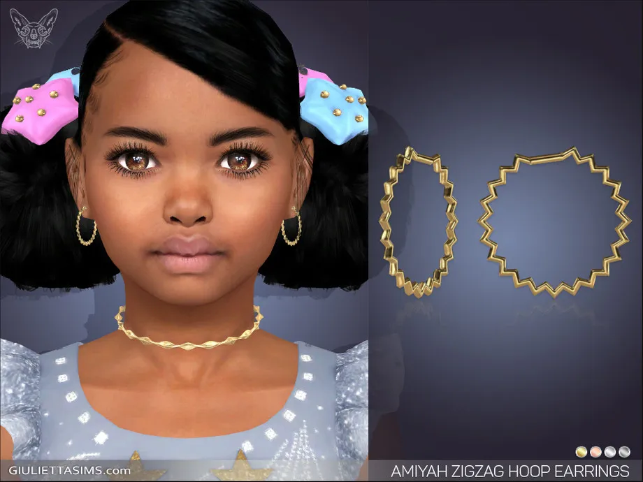 Amiyah Zigzag Hoop Earrings For Kids