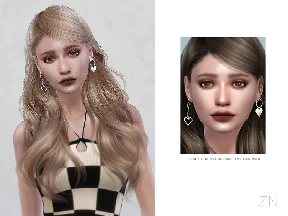 ZN-HEART-SHAPED ASYMMETRIC EARRINGS