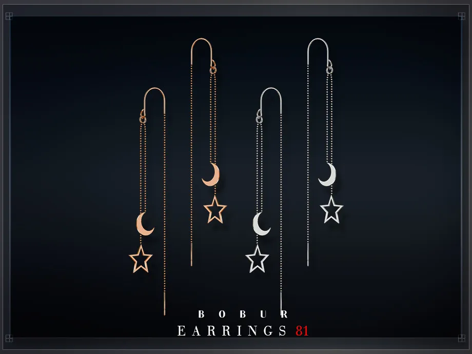 Hanging star moon earrings