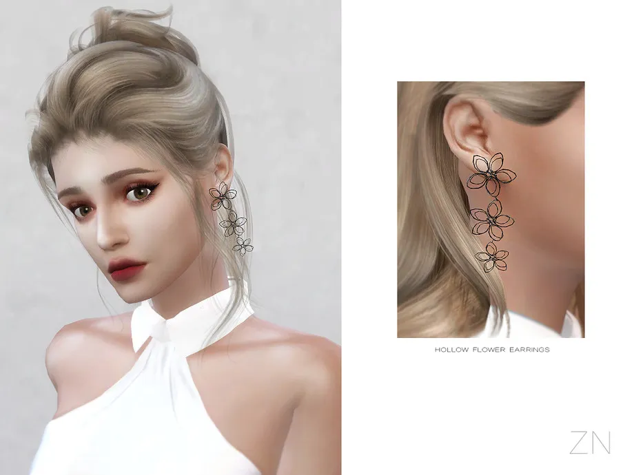 ZN-HOLLOW FLOWER EARRINGS