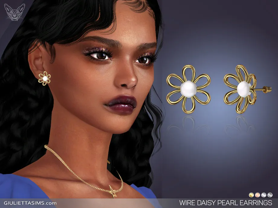 Wire Daisy Pearl Earrings