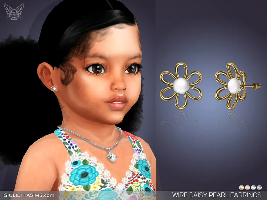 Wire Daisy Pearl Earrings For Toddlers