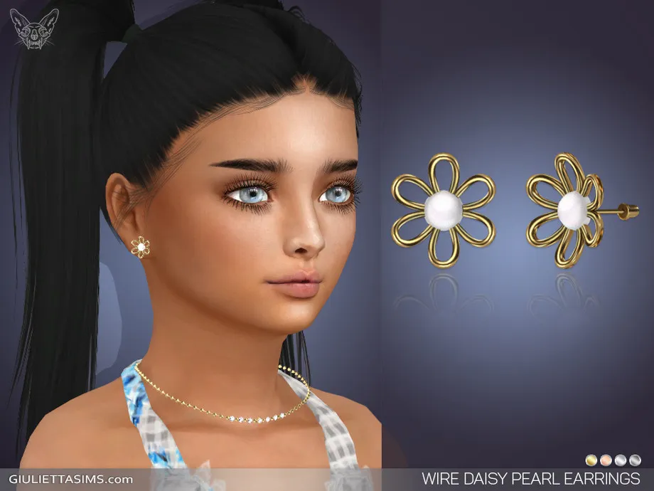 Wire Daisy Pearl Earrings For Kids