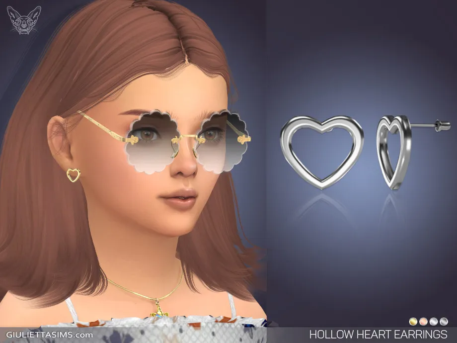Hollow Heart Earrings For Kids