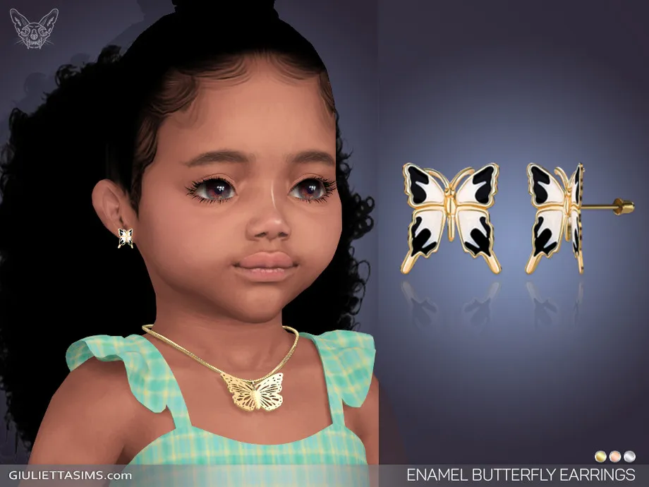 Enamel Butterfly Earrings For Toddlers