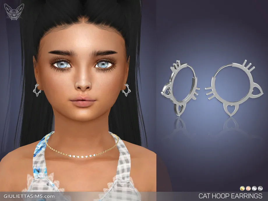Cat Hoop Earrings For Kids