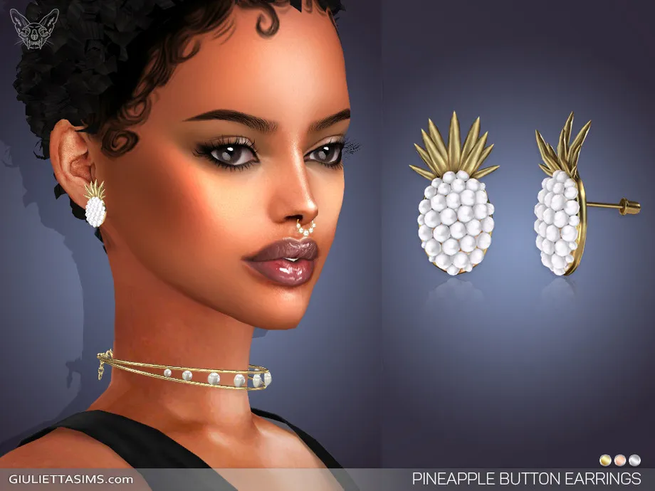 Pineapple Button Earrings