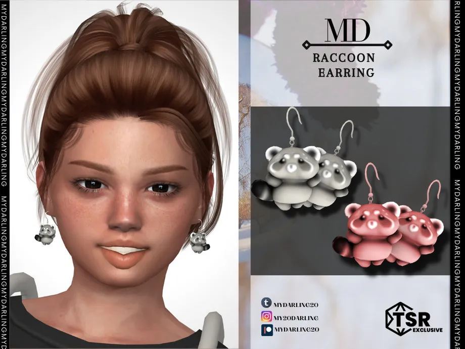 child raccoon earring