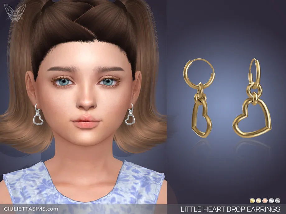 Little Heart Drop Earrings For Kids