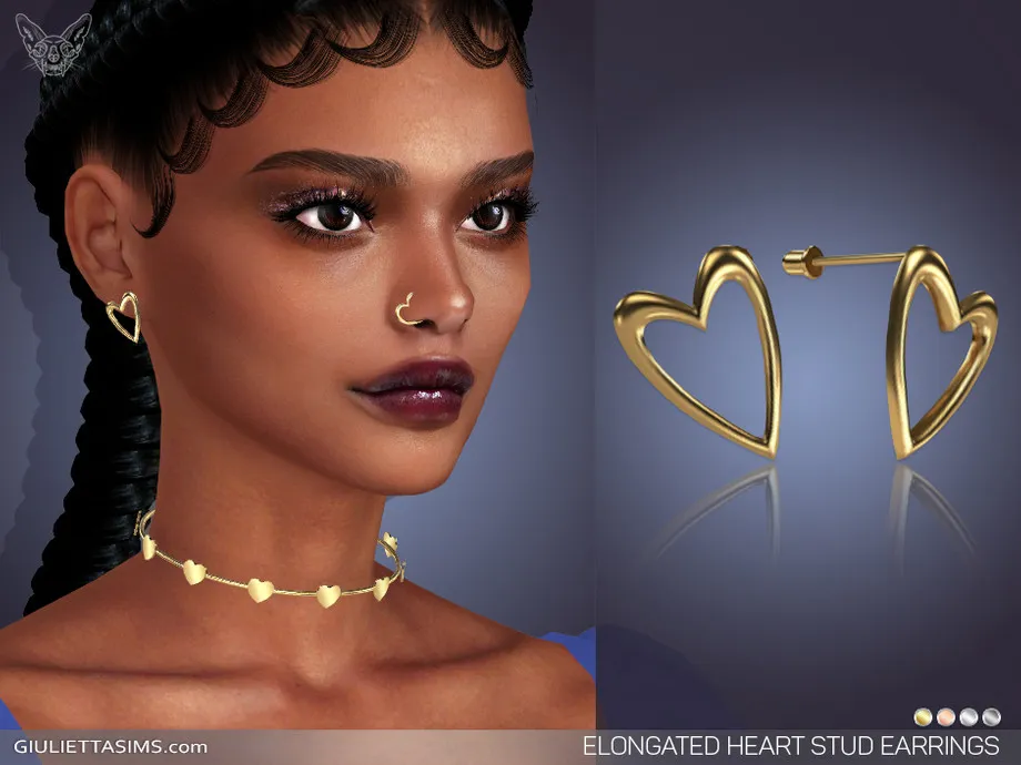 Elongated Heart Stud Earrings