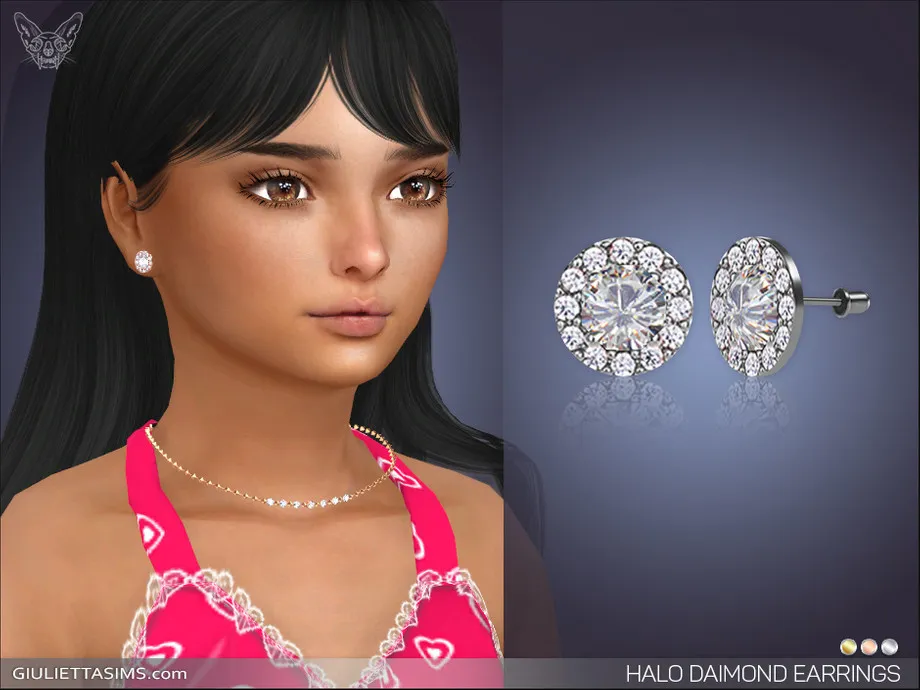 Halo Diamond Earrings For Kids