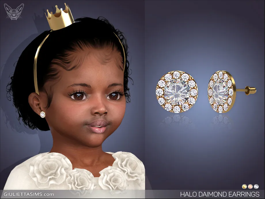 Halo Diamond Earrings For Toddlers