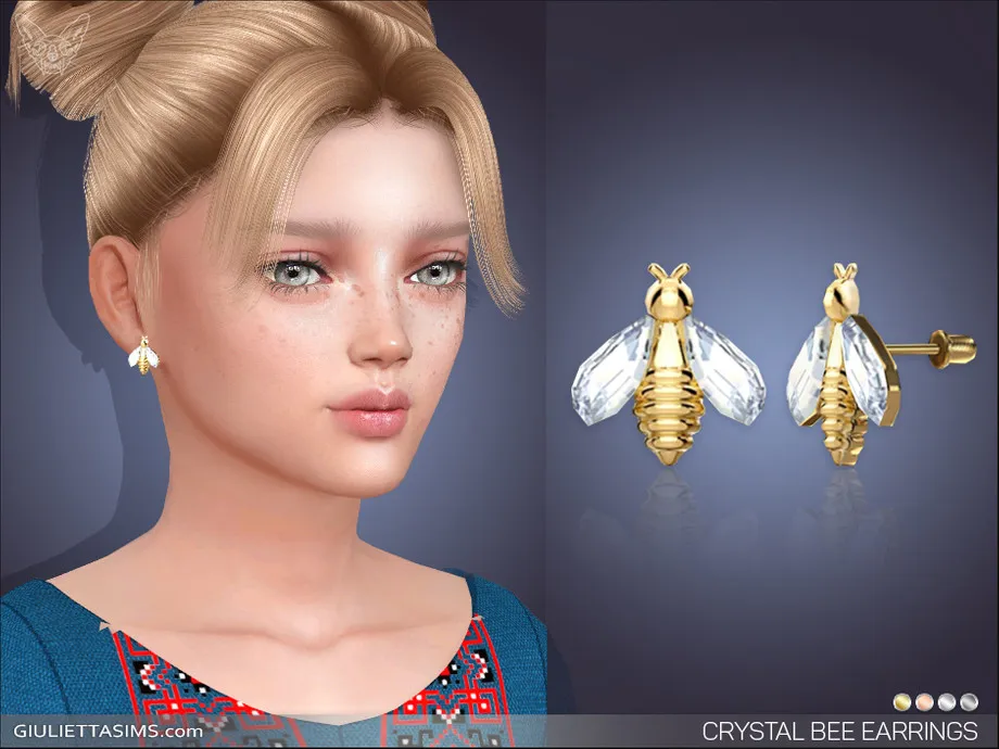 Crystal Bee Earrings For Kids