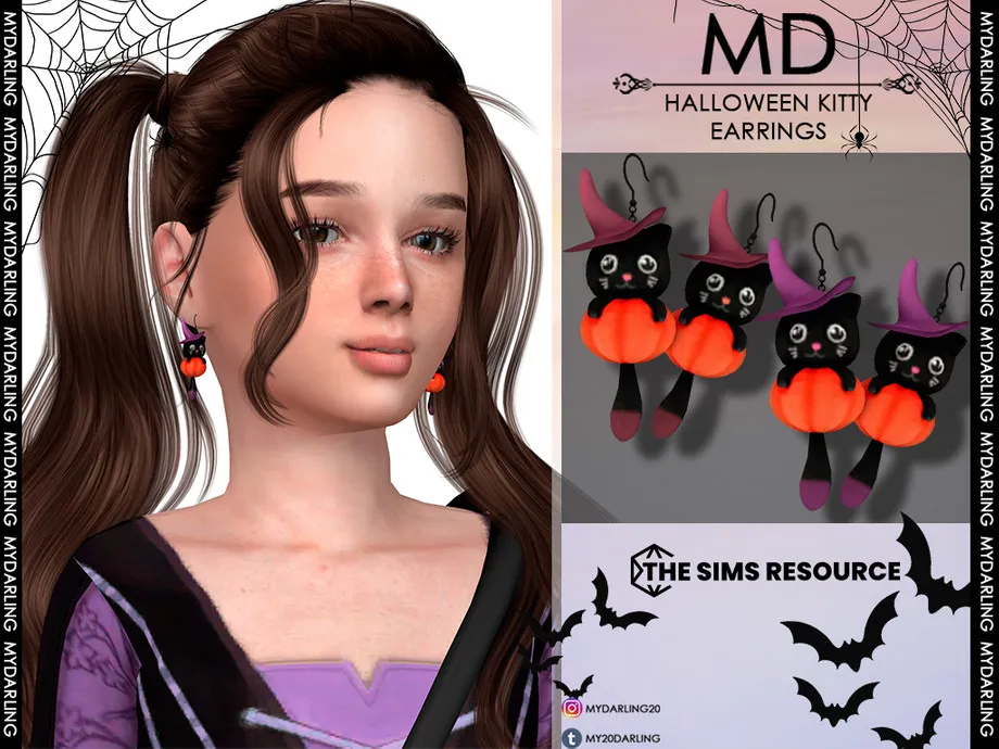 halloween kitty earrings - child