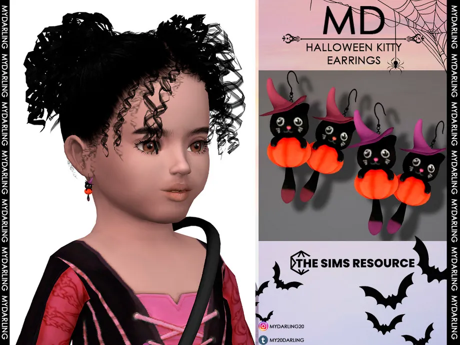 halloween kitty earrings - toddler