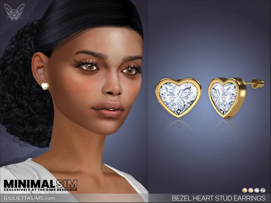 MinimalSim - Bezel Heart Stud Earrings