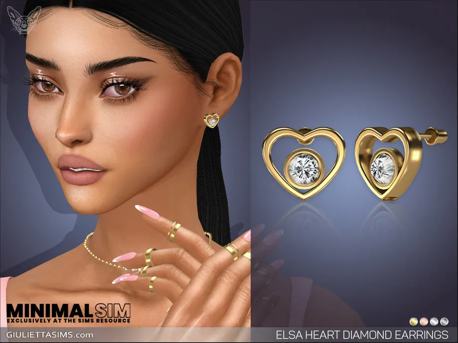 MinimalSim - Elsa Heart Diamond Earrings