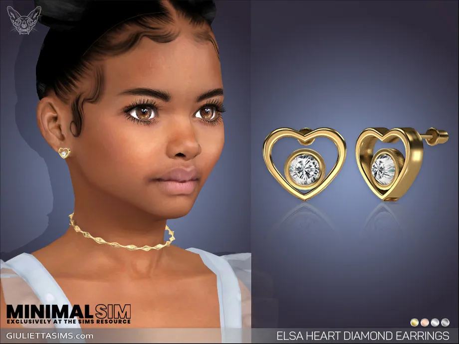 MinimalSim - Elsa Heart Diamond Earrings For Kids