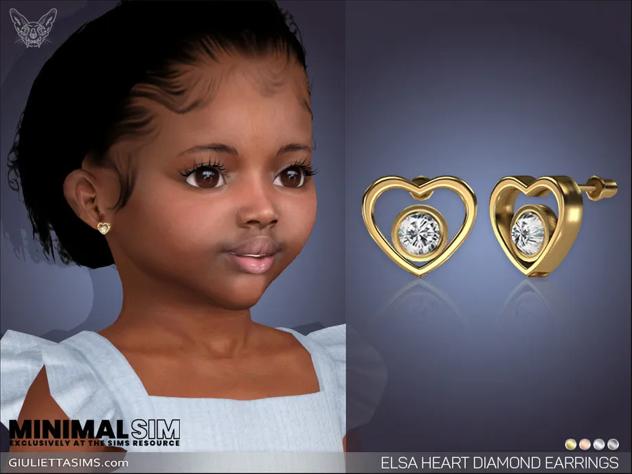 MinimalSim - Elsa Heart Diamond Earrings For Toddlers