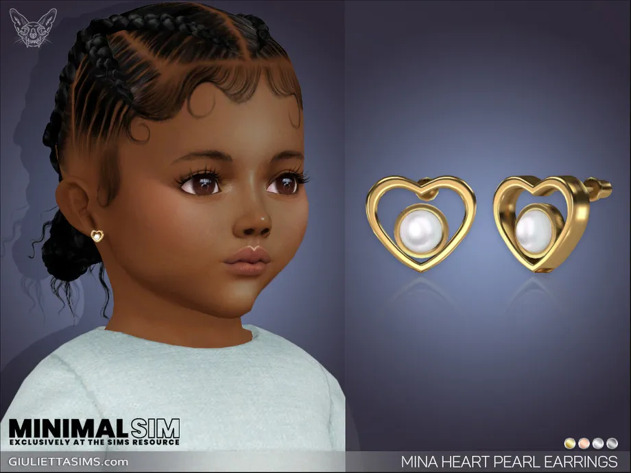 MinimalSim - Mina Heart Pearl Earrings For Toddlers