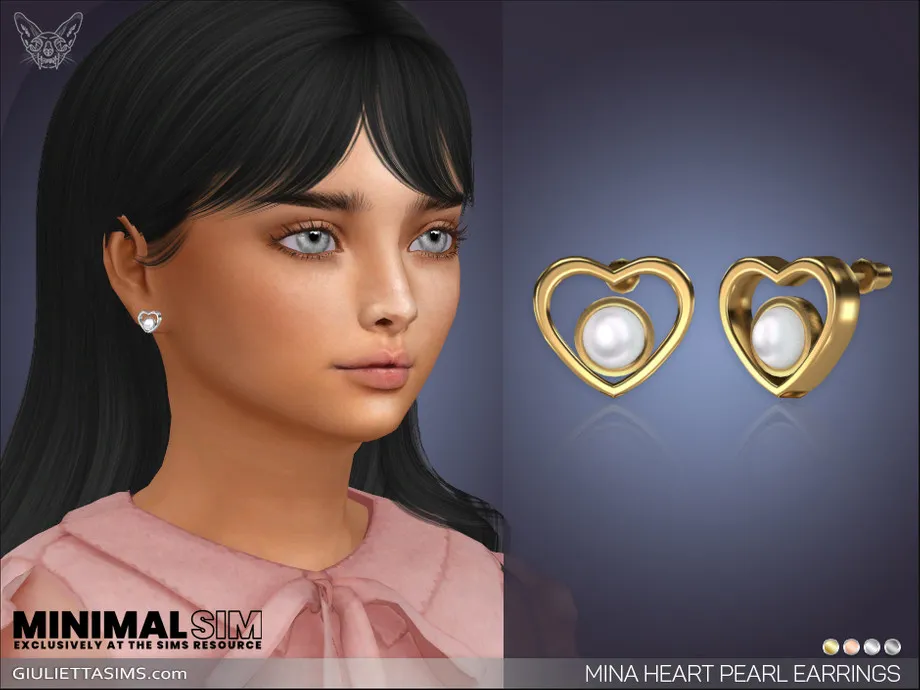 MinimalSim - Mina Heart Pearl Earrings For Kids