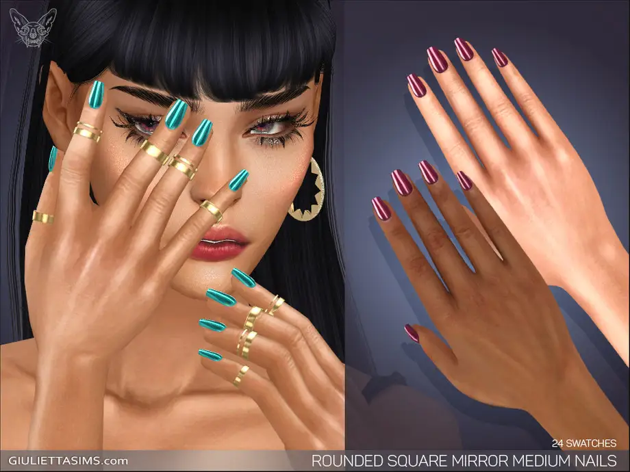 Rounded Square Mirror Medium Nails