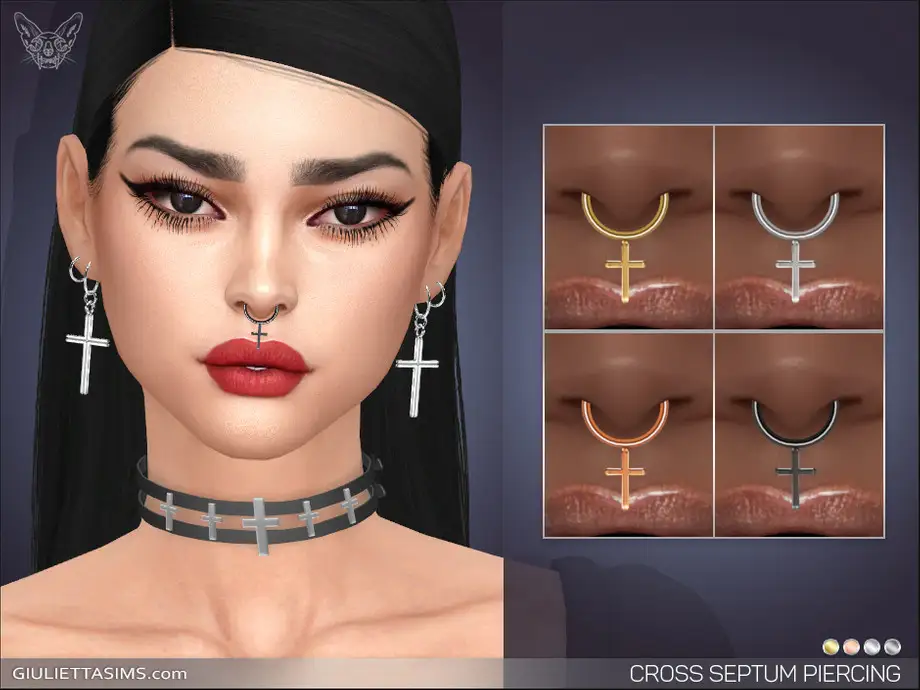 Cross Septum Nose Piercing