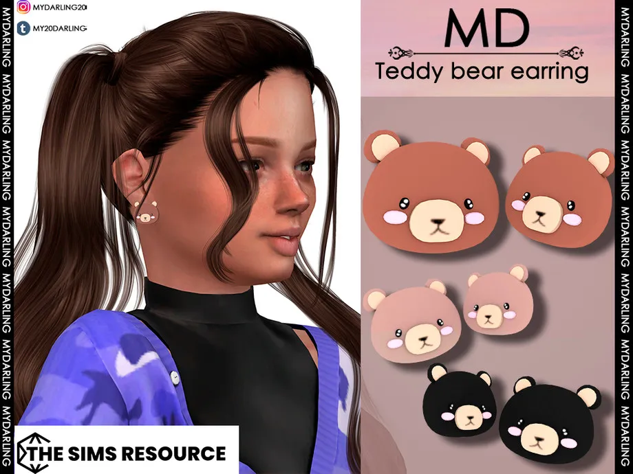 teddy bear earring Child