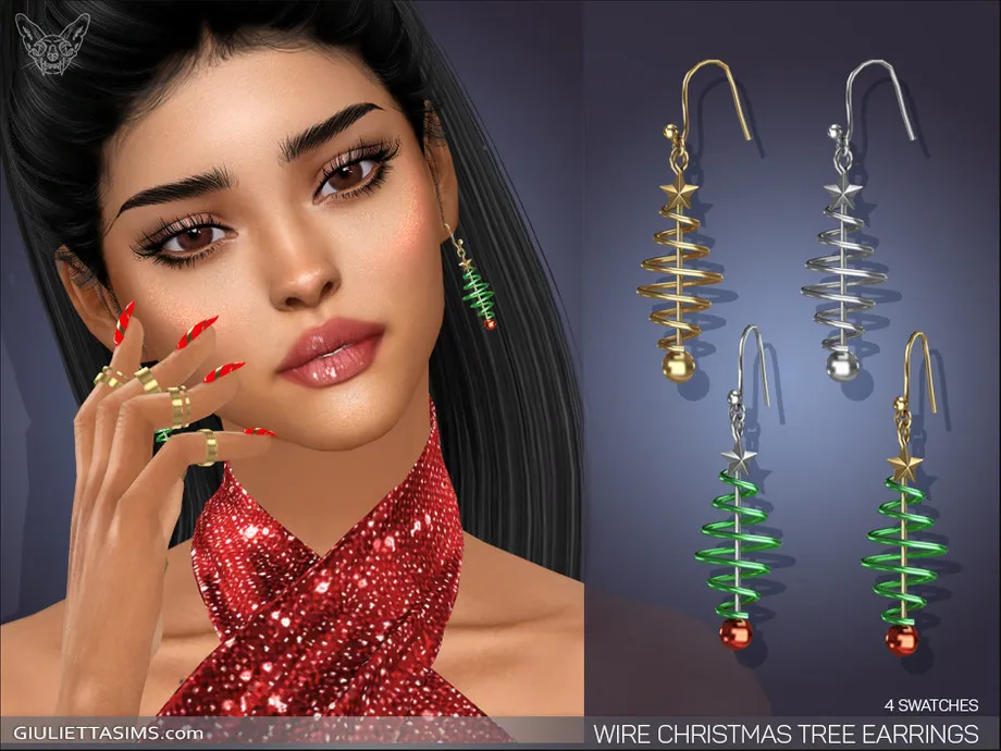 Wire Christmas Tree Earrings