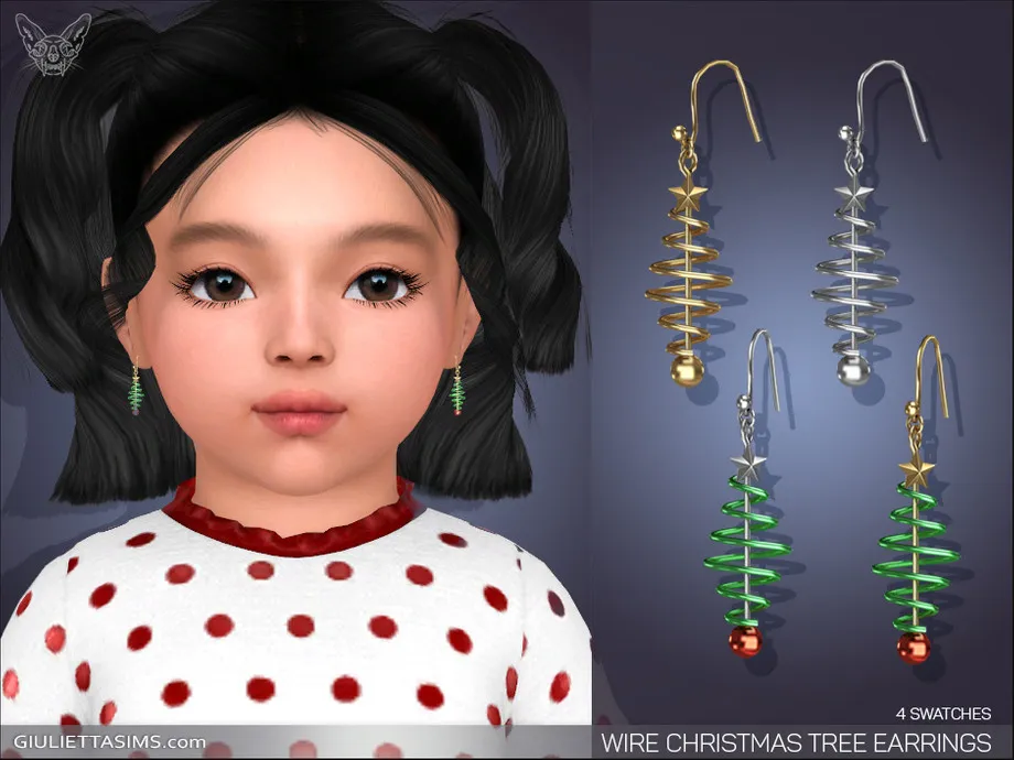 Wire Christmas Tree Earrings For Toddlers