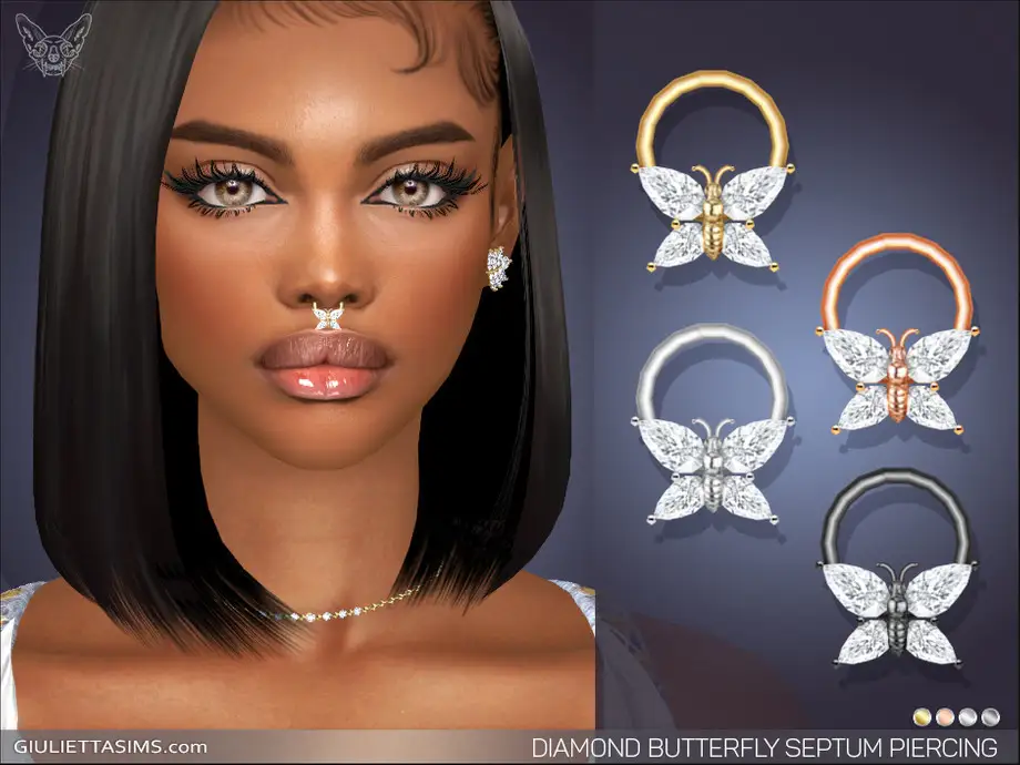 Diamond Butterfly Septum Nose Piercing