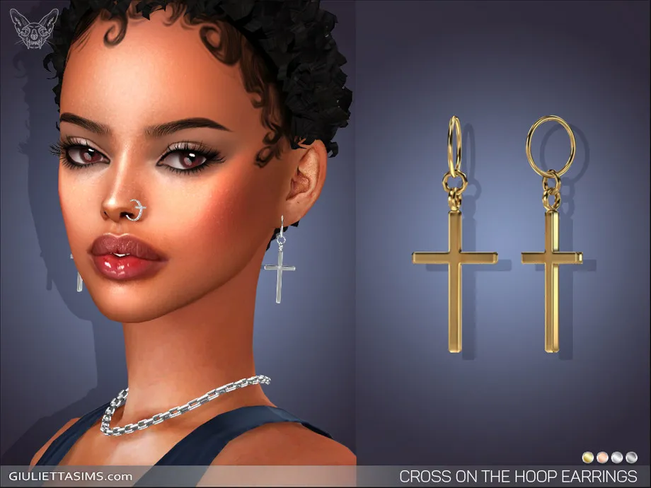 Cross On The Hoop Earrings
