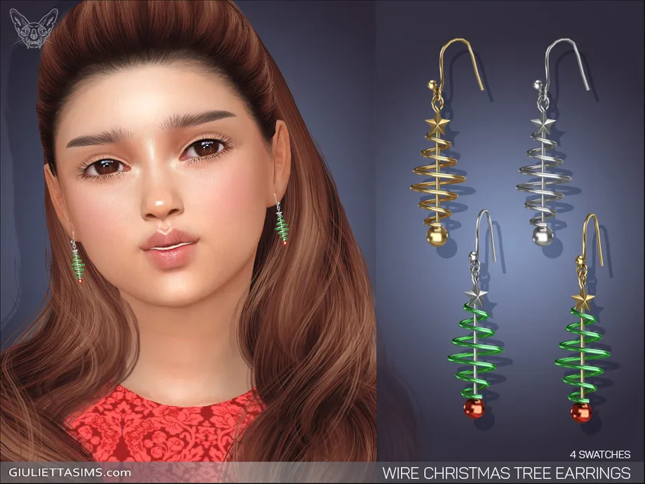 Wire Christmas Tree Earrings For Kids