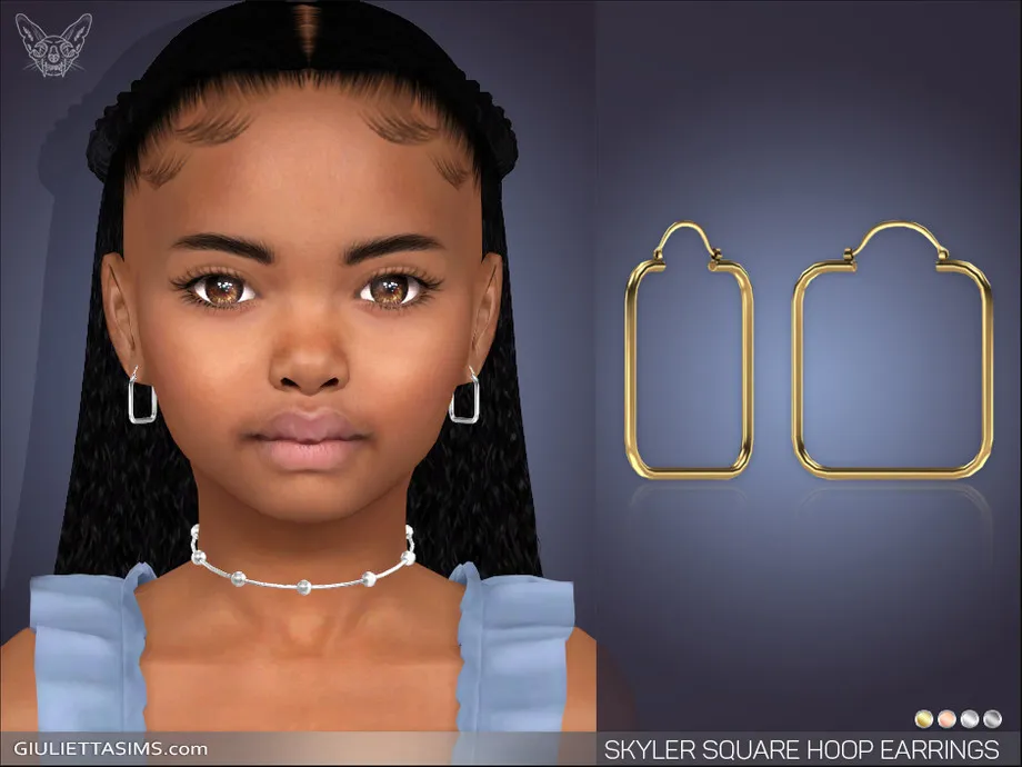 Skyler Square Hoop Earrings For Kids