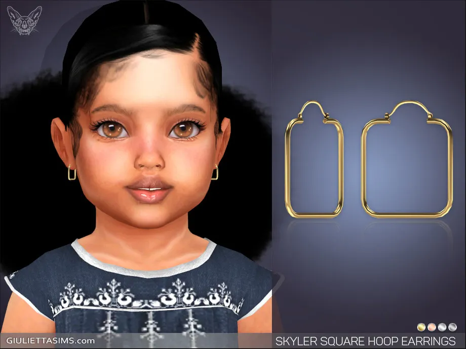 Skyler Square Hoop Earrings For Toddlers