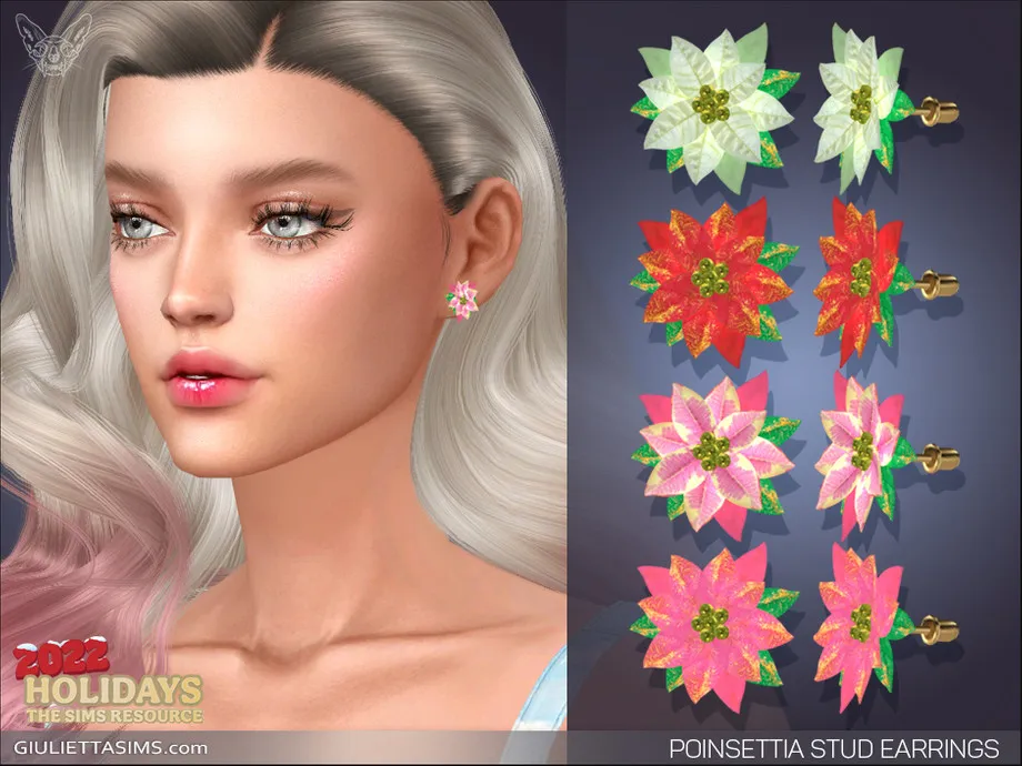 Poinsettia Stud Earrings