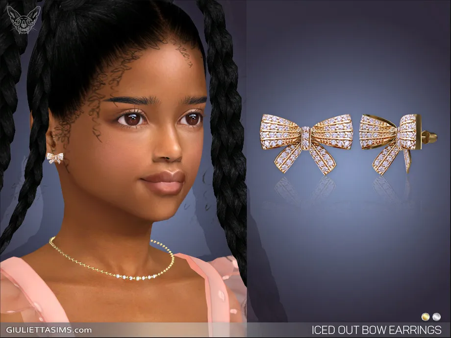 Iced Out Bow Earrings For Kids