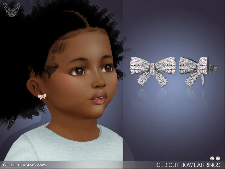 Iced Out Bow Earrings For Toddlers