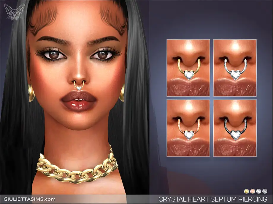 Crystal Heart Septum Nose Piercing