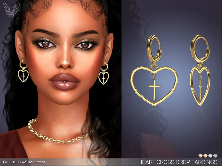 Heart Cross Drop Earrings