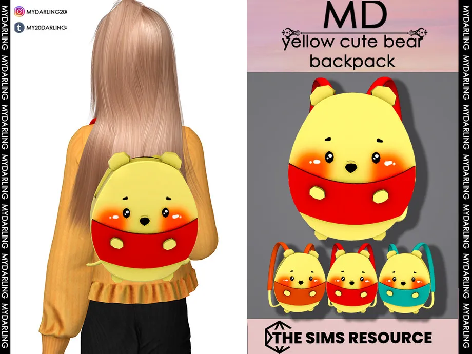 yellow cute bear backpack Child
