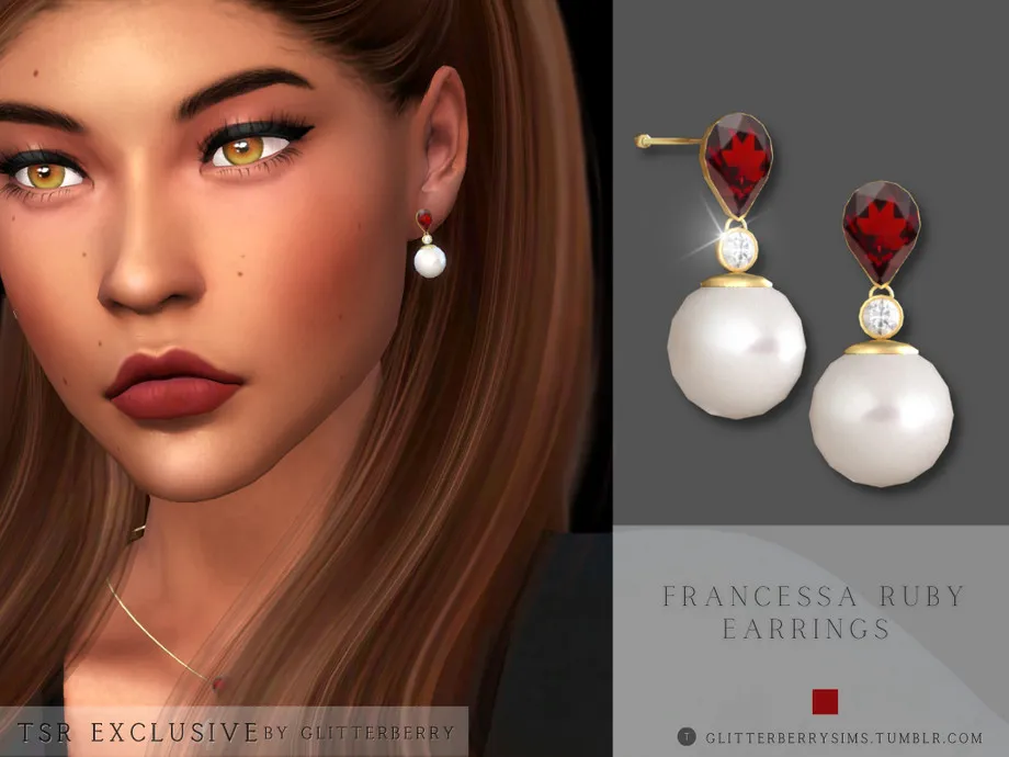 Francessa Ruby Pearl Earrings